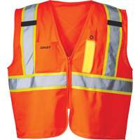 SV350 X-Back Safety Vest with Light, High Visibility Orange, Small, Polyester, CSA Z96 Class 2 - Level 2 SGY429 | Fastek