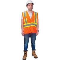 CSA-Compliant High-Visibility Surveyor Vest, High Visibility Orange, Medium, Polyester Fastek
