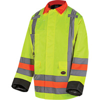 6040 Veste de contr&ocirc;le de la circulation pour l'hiver qu&eacute;b&eacute;cois, Polyester, Jaune lime haute visibilit&eacute;, T-petit Fastek