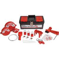 Lockout Tagout Kit with Aluminum Safety Padlocks in Toolbox, Valve Kit, 32 Components Fastek