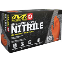 Gants robustes jetables, 9/Moyen, Nitrile, 8 mils, Sans poudre, Orange Fastek