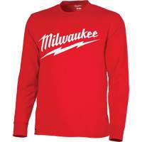 Heavy-Duty Long-Sleeved T-Shirt with Milwaukee&reg; Logo, Men's, Small, Red Fastek