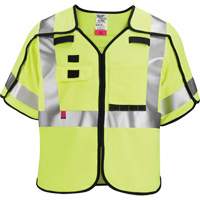 Gilet de s&eacute;curit&eacute; &agrave; maille d&eacute;tachable, Noir/Jaune lime haute visibilit&eacute;, Moyen/Petit Fastek