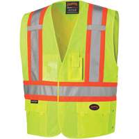 131 Veste de s&eacute;curit&eacute; avec c&ocirc;t&eacute;s r&eacute;glables, Jaune lime haute visibilit&eacute;, Grand/T-Grand, Polyester Fastek