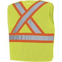 598P Tear-Away Mesh Safety Vest, High Visibility Lime-Yellow, Medium/Small, Polyester Fastek
