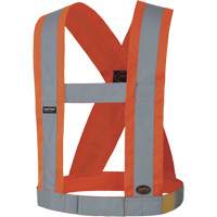 5490 4" Wide Adjustable Safety Sash, Meets/Exceeds CSA Z96 Class 2 - Level 2, High Visibility Orange, Silver Reflective Colour, One Size Fastek