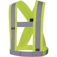 5492 4" Wide Adjustable Safety Sash, Meets/Exceeds CSA Z96 Class 2 - Level 2, High Visibility Lime-Yellow, Silver Reflective Colour, One Size Fastek