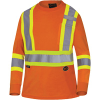 6968 T-shirt de s&eacute;curit&eacute; en il-de-perdrix pour femme, Polyester, T-petit, Orange haute visibilit&eacute; Fastek