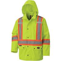 5585A Veste de s&eacute;curit&eacute; imperm&eacute;able avec capuchon amovible 450D, Polyester, Jaune lime haute visibilit&eacute;, Petit Fastek