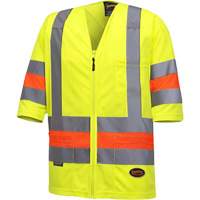 6019 Chandail de circulation &agrave; manches courtes  Qu&eacute;bec, Polyester, T-petit, Jaune lime haute visibilit&eacute; Fastek