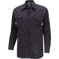 7742 FR-Tech&reg; Flame-Resistant Safety Shirt, Small, Navy Blue Fastek