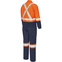 FR-Tech<sup>®</sup> 2-Tone Safety Coverall, Size 36, Navy Blue/Orange, 10 cal/cm² SHE234 | Fastek