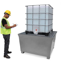 Steel Ultra-IBC Spill Pallet&reg;, 370 US gal. Spill Capacity, 57.6" x 34.7" x 56.9" Fastek