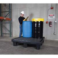 Ultra-Spill Pallet mod&egrave;le &eacute;conomique, 4 barils, Capacit&eacute; de d&eacute;versement 66 gal. US, 53" x 53" x 11,8" Fastek