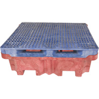 4-Drum Ultra-Spill King&reg; Flat Deck Spill Pallet, 85 US gal. Spill Capacity, 51" x 51" x 17.5" Fastek