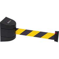 Wall Mount Barrier with Tape Cassette, Plastic, Magnetic Mount, 15', Black and Yellow Tape SHH170 | Fastek