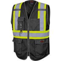 6959BK Veste de s&eacute;curit&eacute; haute visibilit&eacute; en tricot chaîne avec fermeture &agrave; glissi&egrave;re, Noir, T-petit, Polyester Fastek