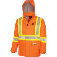 5884 Manteau imperm&eacute;able ignifuge et r&eacute;sistant aux arcs &eacute;lectriques avec capuchon Flash-Gard, Petit, Orange haute visibilit&eacute;, 51 cal/cm² Fastek