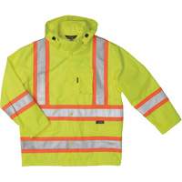 Ripstop Safety Rain Jacket, Polyester, X-Small, High Visibility Lime-Yellow SHI923 | Fastek