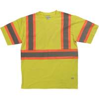 Short Sleeve Safety T-Shirt, Cotton, X-Small, High Visibility Lime-Yellow Fastek
