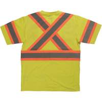 Short Sleeve Safety T-Shirt, Cotton, X-Small, High Visibility Lime-Yellow Fastek