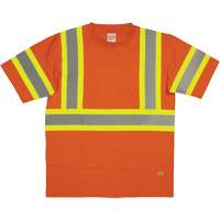 Short Sleeve Safety T-Shirt, Cotton, X-Small, High Visibility Orange Fastek