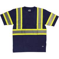 Short Sleeve Safety T-Shirt, Cotton, X-Small, Navy Blue Fastek