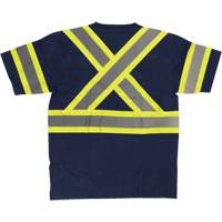 Short Sleeve Safety T-Shirt, Cotton, X-Small, Navy Blue Fastek