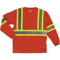 Long Sleeve Safety T-Shirt, Cotton, X-Small, High Visibility Orange SHI995 | Fastek