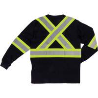 Long Sleeve Safety T-Shirt, Cotton, X-Small, Black Fastek