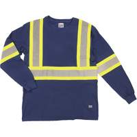 Long Sleeve Safety T-Shirt, Cotton, X-Small, Navy Blue SHJ014 | Fastek