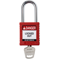 Velocity Lockout Padlock, Red, Keyed Different, Nylon, 1-1/2" Width Fastek