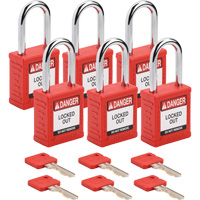 Velocity Lockout Padlocks, Red, Keyed Alike, Nylon, 1-1/2" Width Fastek