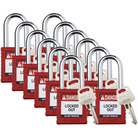 Velocity Lockout Padlocks, Red, Keyed Different, Nylon, 1-1/2" Width Fastek