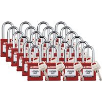 Velocity Lockout Padlocks, Red, Keyed Different, Nylon, 1-1/2" Width Fastek