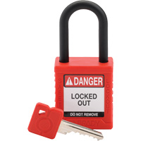 Velocity Safety Lockout Padlock, Red, Keyed Different, Nylon, 1-1/2" Width Fastek