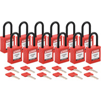 Velocity Lockout Padlocks, Red, Keyed Different, Nylon, 1-1/2" Width Fastek
