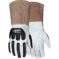 Leather Welding Work Gloves, Medium, Goatskin Palm, Gauntlet Cuff SHJ534 | Fastek