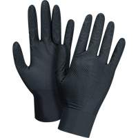 Gants d'examen de poids lourd &agrave; prise tactile, Petit, Nitrile, 8 mils, Sans poudre, Noir Fastek