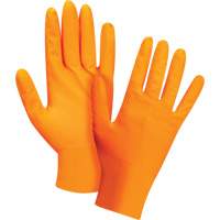 Gants d'examen de poids lourd &agrave; prise tactile, Petit, Nitrile, 8 mils, Sans poudre, Orange Fastek