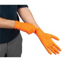 Gants d'examen de poids lourd &agrave; prise tactile, Petit, Nitrile, 8 mils, Sans poudre, Orange Fastek