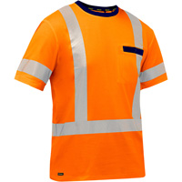 Bisley&reg; X-Back Short Sleeve Shirt, Poly-Cotton, Small, High Visibility Orange Fastek