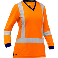 Bisley&reg; Women's X-Back Long Sleeve Shirt, Poly-Cotton, Small, High Visibility Orange Fastek