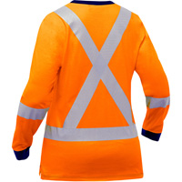 Bisley&reg; Women's X-Back Long Sleeve Shirt, Poly-Cotton, Small, High Visibility Orange Fastek