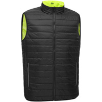 Bisley&reg; X-Back Reversible Puffer Vest, High Visibility Lime-Yellow, Small, Polyester Fastek