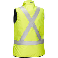 Bisley&reg; X-Back Women's Contoured Reversible Puffer Vest, High Visibility Lime-Yellow, Small, Polyester Fastek
