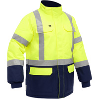 Bisley&reg; X-Back Extreme Cold Jacket with Navy Bottom, Polyester, High Visibility Lime-Yellow, Small Fastek