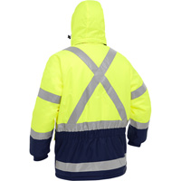 Bisley&reg; X-Back Extreme Cold Jacket with Navy Bottom, Polyester, High Visibility Lime-Yellow, Small Fastek