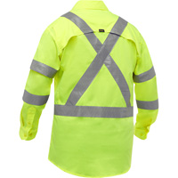 Bisley&reg; X-Back Long Sleeve Work Shirt with X-Airflow, Poly-Cotton, Small, High Visibility Lime-Yellow Fastek