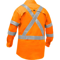 Bisley&reg; X-Back Long Sleeve Work Shirt with X-Airflow, Poly-Cotton, Small, High Visibility Orange Fastek